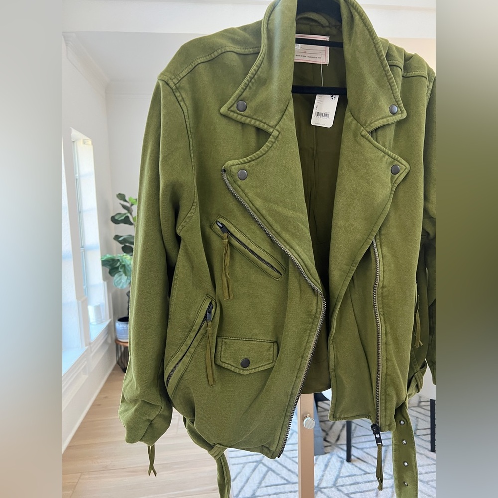 Free People Rebel Knit Oversized Moto Jacket – Olive – Size S – NWT - Picture 2 of 10